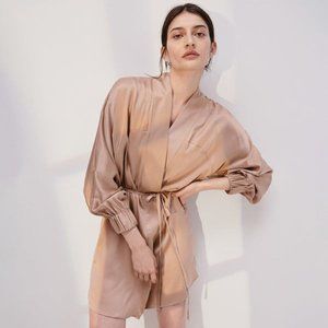 Lunya Washable Silk Robe - Otium Tan - Size XS/S